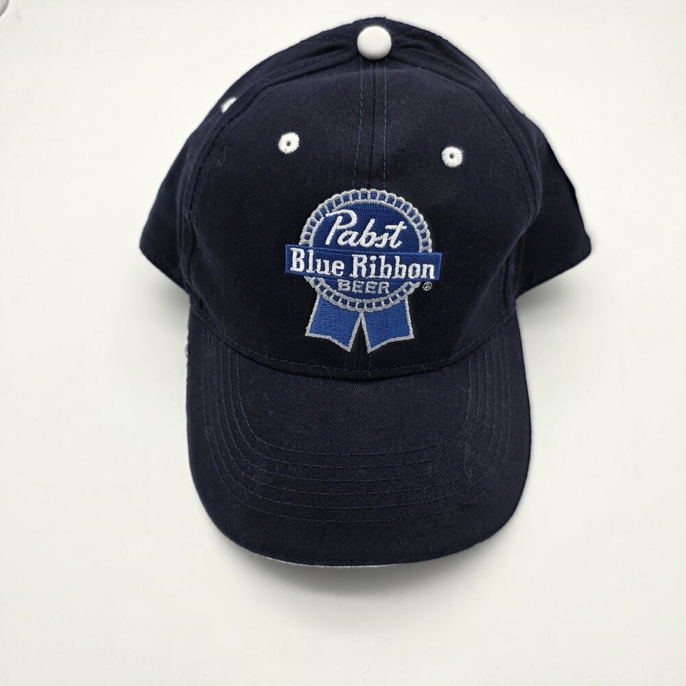 Pabst Blue Ribbon PBR Beer Hat Cap Est 1844 Promotional Edge Navy Adjustable